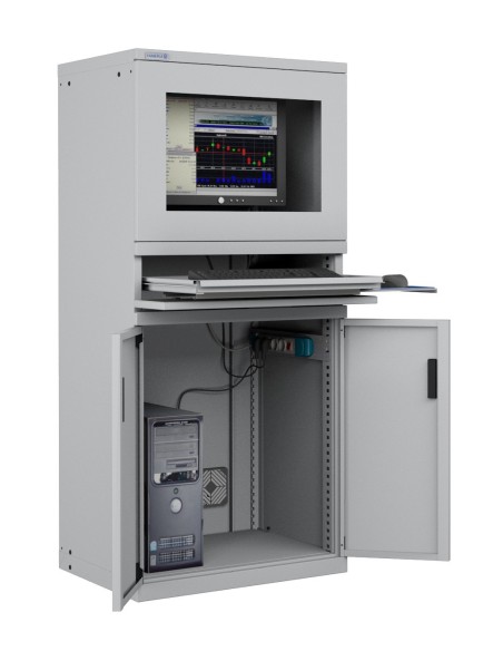 ARMADIO PORTA COMPUTER PC PROFESSIONALE CON TASTIERA ESTRAIBILE - Impianto compreso