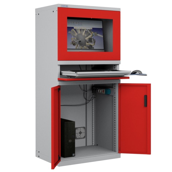 ARMADIO PORTA COMPUTER PC PROFESSIONALE CON TASTIERA ESTRAIBILE - Impianto compreso