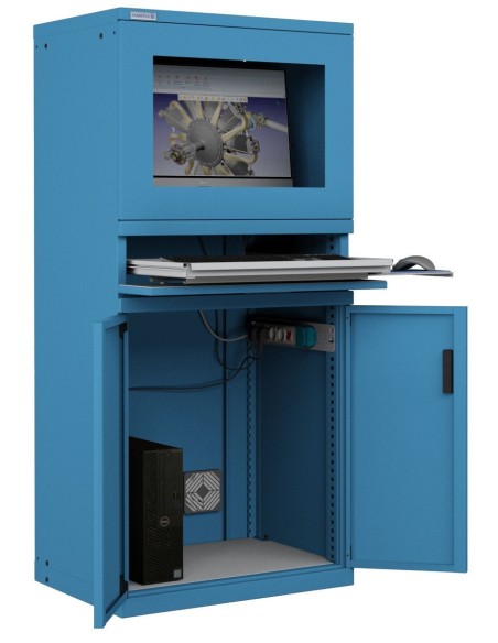 ARMADIO PORTA COMPUTER PC PROFESSIONALE CON TASTIERA ESTRAIBILE - Impianto compreso