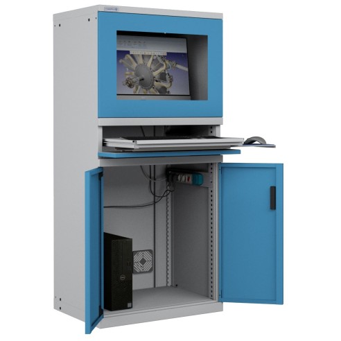 ARMADIO PORTA COMPUTER PC PROFESSIONALE CON TASTIERA ESTRAIBILE - Impianto compreso