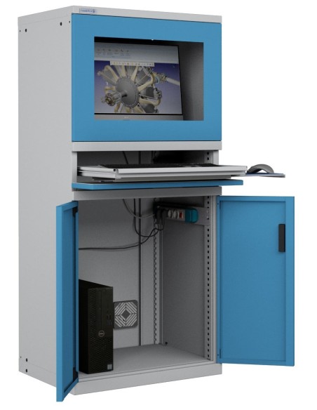 ARMADIO PORTA COMPUTER PC PROFESSIONALE CON TASTIERA ESTRAIBILE - Impianto compreso