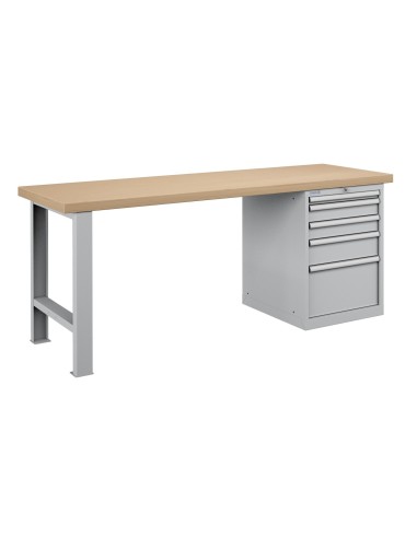 BANCO LAVORO PIANO LEGNO CON 5 CASSETTI PROFESSIONALE 2000 x 750 mm portata 800 KG.