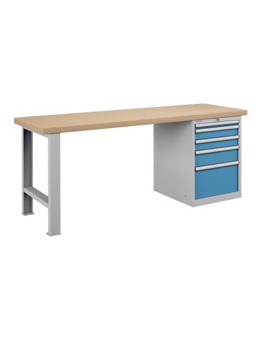 BANCO LAVORO PIANO LEGNO CON 5 CASSETTI PROFESSIONALE 2000 x 750 mm portata 800 KG.