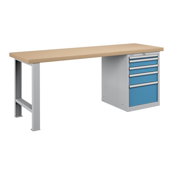 BANCO LAVORO PIANO LEGNO CON 5 CASSETTI PROFESSIONALE 2000 x 750 mm portata 800 KG.
