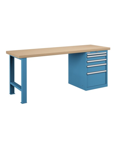 BANCO LAVORO PIANO LEGNO CON 5 CASSETTI PROFESSIONALE 2000 x 750 mm portata 800 KG.