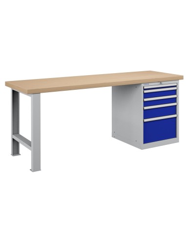 BANCO LAVORO PIANO LEGNO CON 5 CASSETTI PROFESSIONALE 2000 x 750 mm portata 800 KG.
