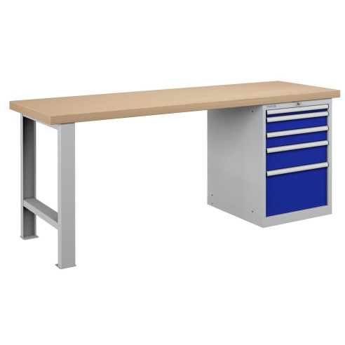 BANCO LAVORO PIANO LEGNO CON 5 CASSETTI PROFESSIONALE 2000 x 750 mm portata 800 KG.