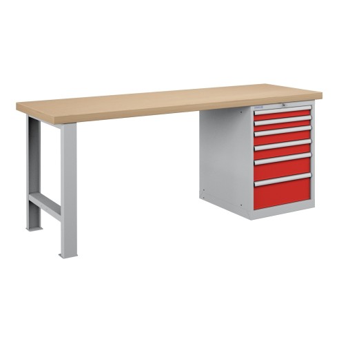 BANCO LAVORO PIANO LEGNO CON 6 CASSETTI PROFESSION