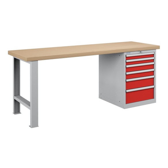 BANCO LAVORO PIANO LEGNO CON 6 CASSETTI PROFESSION