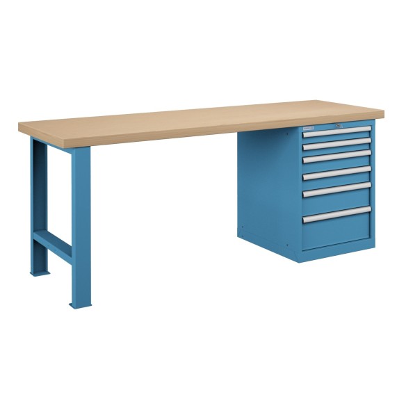 BANCO LAVORO PIANO LEGNO CON 6 CASSETTI PROFESSION