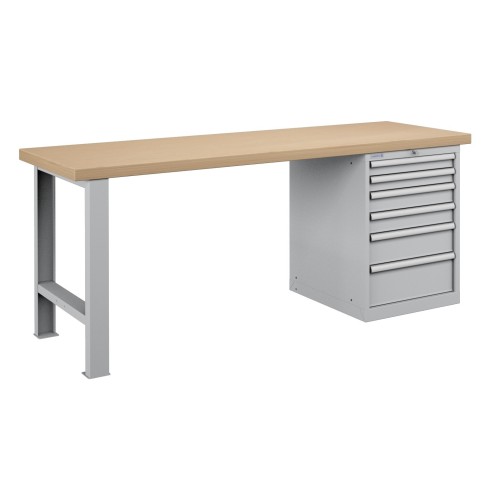 BANCO LAVORO PIANO LEGNO CON 6 CASSETTI PROFESSION