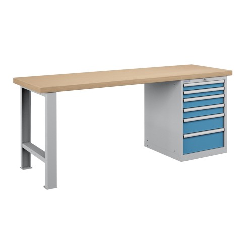 BANCO LAVORO PIANO LEGNO CON 6 CASSETTI PROFESSION