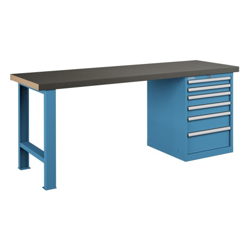 BANCO LAVORO PIANO LEGNO CON 6 CASSETTI PROFESSION