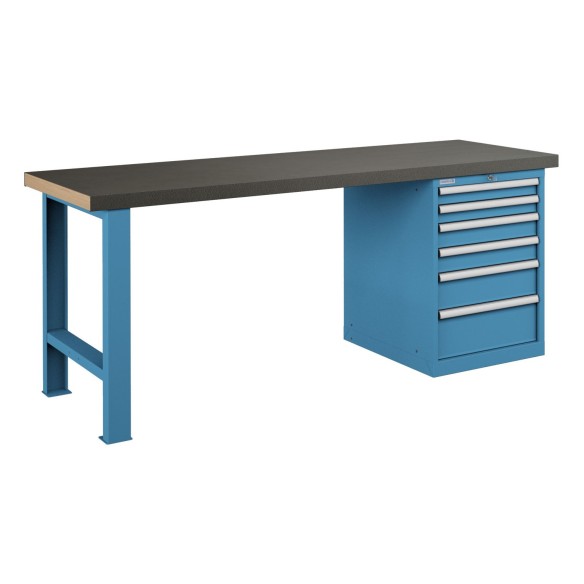 BANCO LAVORO PIANO LEGNO CON 6 CASSETTI PROFESSION