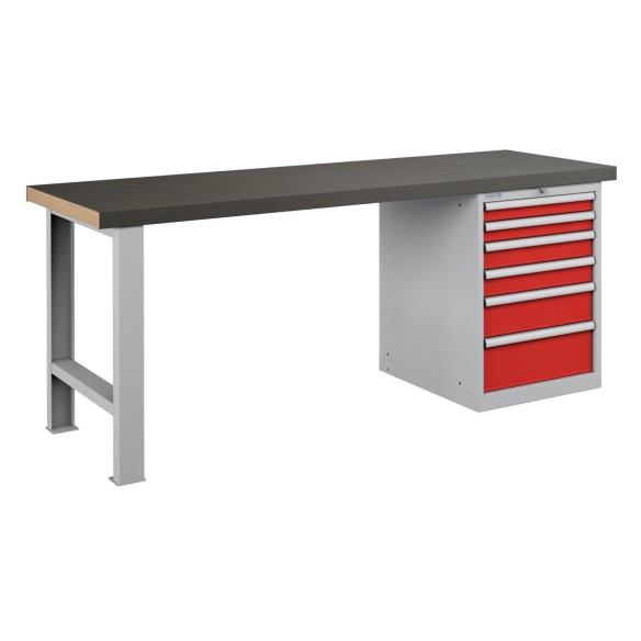 BANCO LAVORO PIANO LEGNO CON 6 CASSETTI PROFESSION