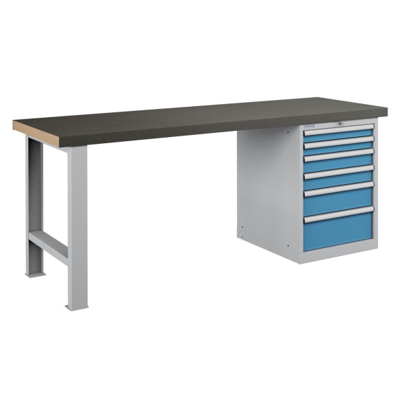 BANCO LAVORO PIANO LEGNO CON 6 CASSETTI PROFESSION