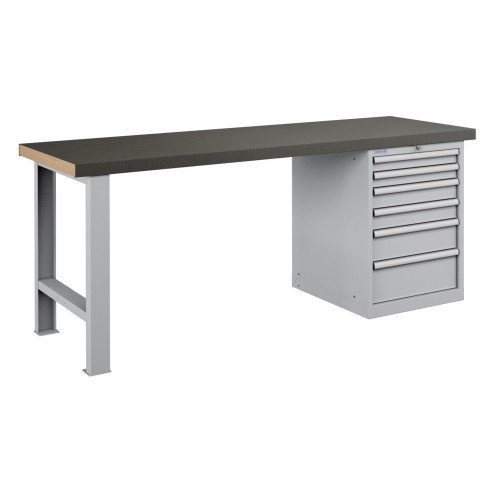 BANCO LAVORO PIANO LEGNO CON 6 CASSETTI PROFESSION