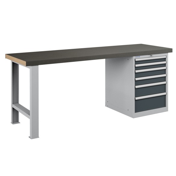 BANCO LAVORO PIANO LEGNO CON 6 CASSETTI PROFESSION