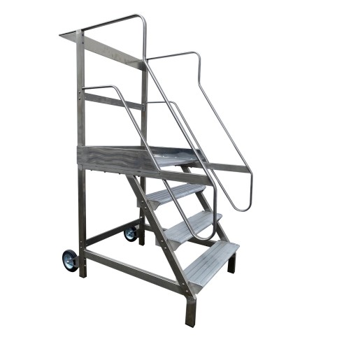 Scala Castello Pianerottolo 860 x 600 mm H 75 cm 3 Scalini in Acciaio INOX e Alluminio UNI EN 131-7