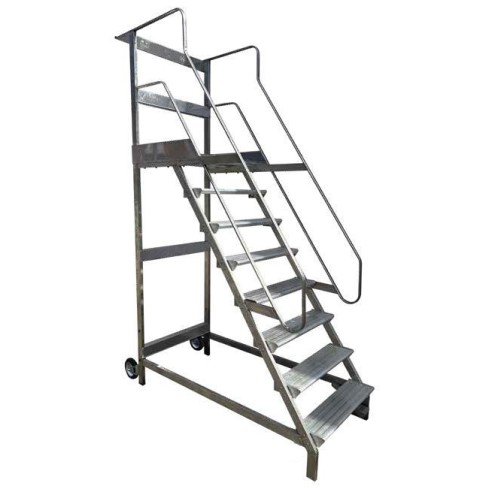 Scala Castello Pianerottolo 860 x 600 mm H 300 cm 12 Scalini in Acciaio INOX e Alluminio UNI EN 131-7