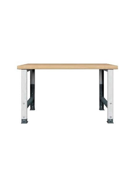 Banco Lavoro Professionale REGOLABILE  150 x 75 x h 79-109 cm portata 800 KG. ripiano Legno