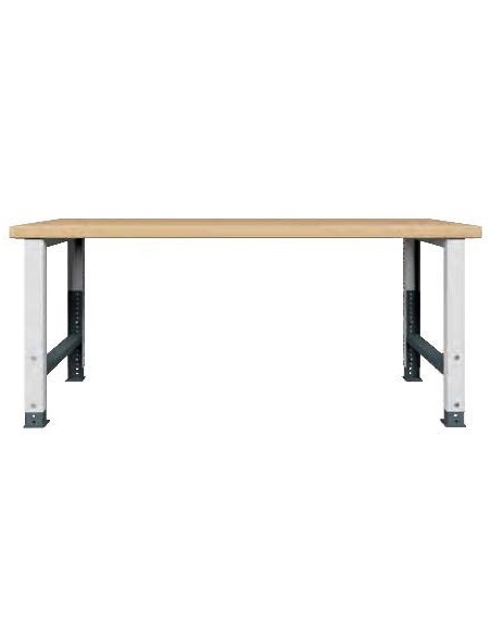 Banco Lavoro Professionale REGOLABILE  200 x 75 x h 79-109 cm portata 400 KG. ripiano Legno