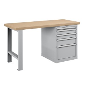 BANCO da LAVORO PIANO LEGNO CON 5 CASSETTI PROFESSIONALE 1500 x 750 mm portata 1400 KG. 2