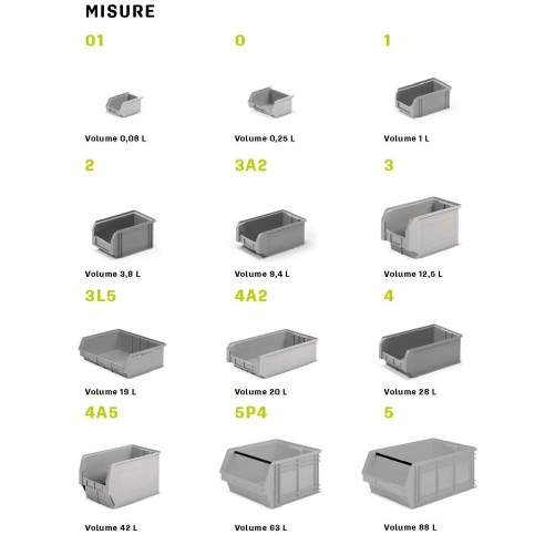 Contenitori a Bocca di Lupo Rosso Sovrapponibili e