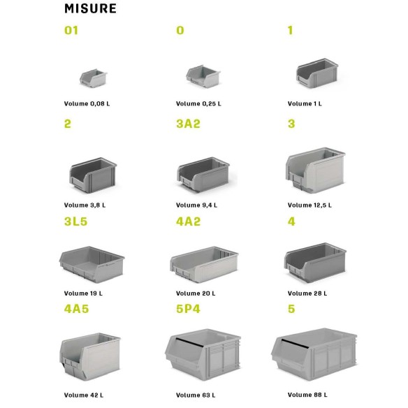 Contenitori a Bocca di Lupo Rosso Sovrapponibili e