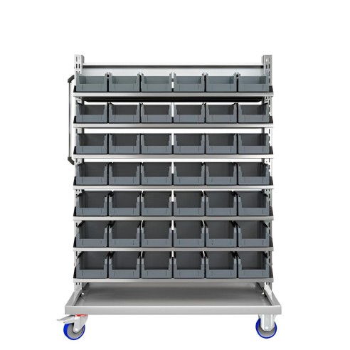 Carrello con 84 contenitori a bocca di lupo profes