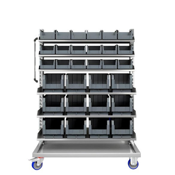 Carrello con 30 contenitori a bocca di lupo profes