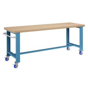 BANCO LAVORO PIANO LEGNO CON RUOTE PROFESSIONALE 2000 x 750 mm h 84 cm portata 400 KG. 2