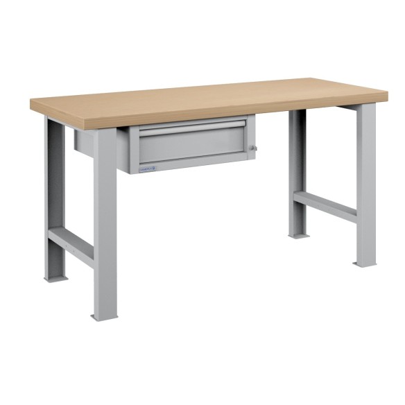 BANCO da LAVORO 1 CASSETTO PROFESSIONALE 1500 x 750 mm portata 800 KG. Ripano in legno o Gomma