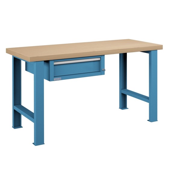 BANCO da LAVORO 1 CASSETTO PROFESSIONALE 1500 x 750 mm portata 800 KG. Ripano in legno o Gomma