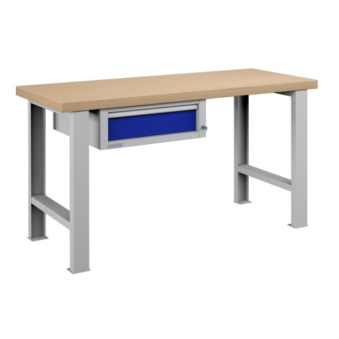 BANCO da LAVORO 1 CASSETTO PROFESSIONALE 1500 x 750 mm portata 800 KG. Ripano in legno o Gomma