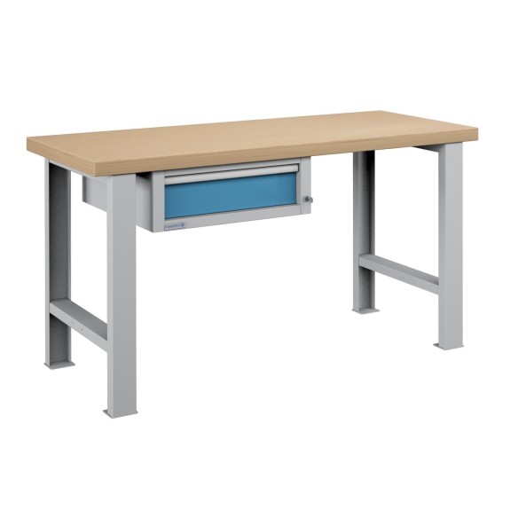 BANCO da LAVORO 1 CASSETTO PROFESSIONALE 1500 x 750 mm portata 800 KG. Ripano in legno o Gomma