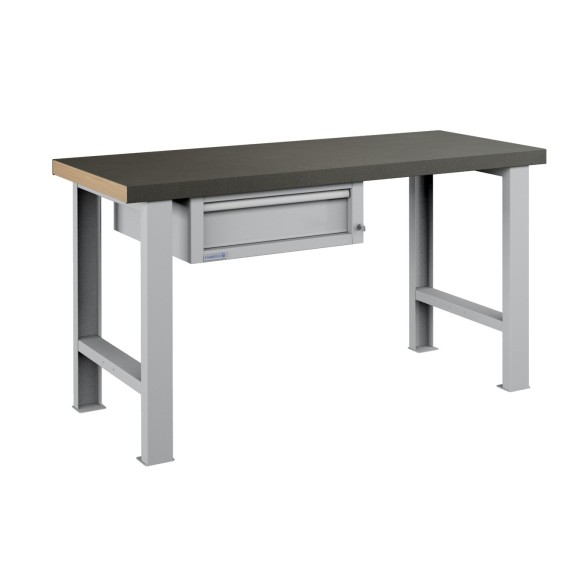 BANCO da LAVORO 1 CASSETTO PROFESSIONALE 1500 x 750 mm portata 800 KG. Ripano in legno o Gomma