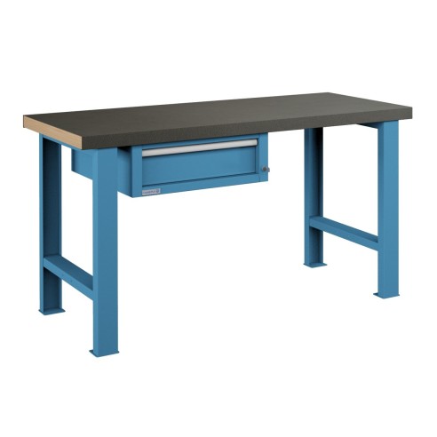 BANCO da LAVORO 1 CASSETTO PROFESSIONALE 1500 x 750 mm portata 800 KG. Ripano in legno o Gomma