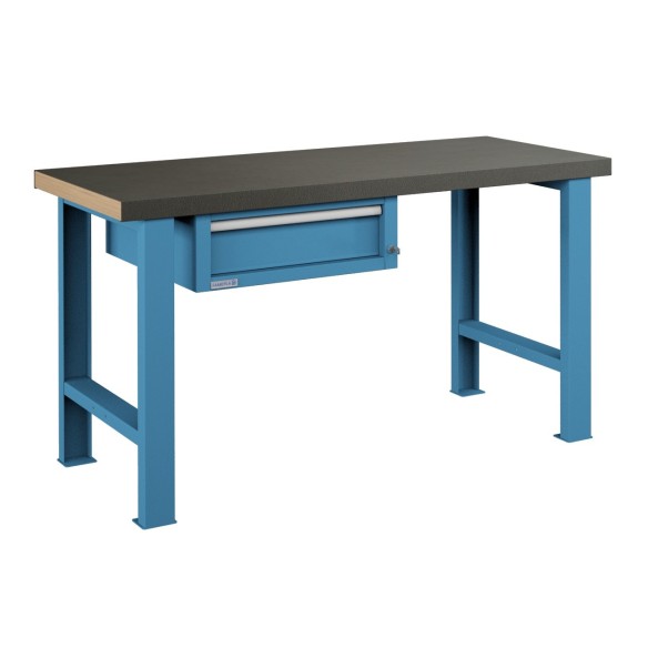 BANCO da LAVORO 1 CASSETTO PROFESSIONALE 1500 x 750 mm portata 800 KG. Ripano in legno o Gomma