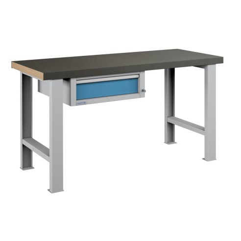 BANCO da LAVORO 1 CASSETTO PROFESSIONALE 1500 x 750 mm portata 800 KG. Ripano in legno o Gomma