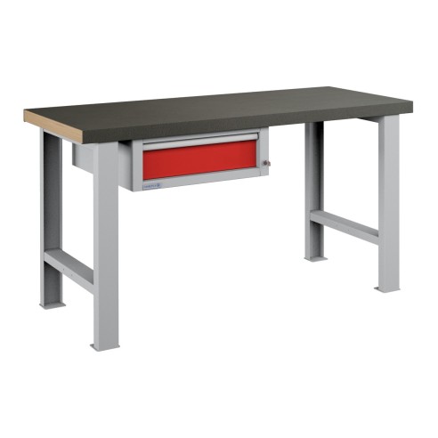 BANCO da LAVORO 1 CASSETTO PROFESSIONALE 1500 x 750 mm portata 800 KG. Ripano in legno o Gomma