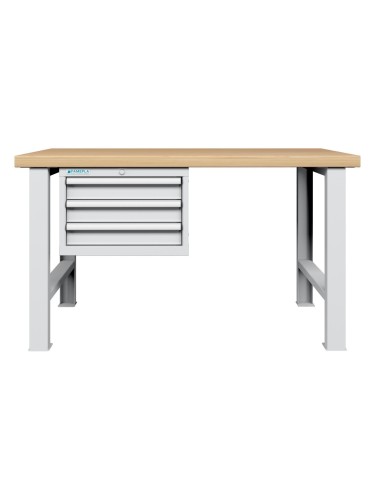 BANCO da LAVORO PIANO LEGNO 3 CASSETTI  PROFESSIONALE 1500 x 750 mm portata 800 KG.