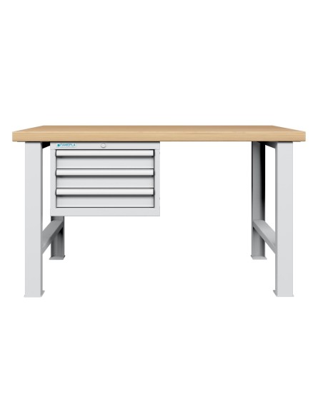 BANCO da LAVORO PIANO LEGNO 3 CASSETTI  PROFESSIONALE 1500 x 750 mm portata 800 KG.