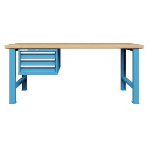 BANCO LAVORO PIANO LEGNO 3 CASSETTI  PROFESSIONALE 2000 x 750 mm portata 400 KG. 2