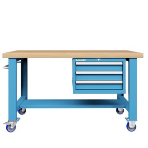 BANCO LAVORO CON RUOTE E 3 CASSETTI  PROFESSIONALE 75 x 150 cm portata 360 KG. 2