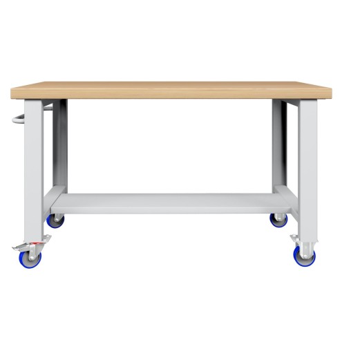 BANCO da LAVORO PIANO LEGNO CON RUOTE PROFESSIONALE 1500 x 750 mm h 84 cm portata 400 KG.