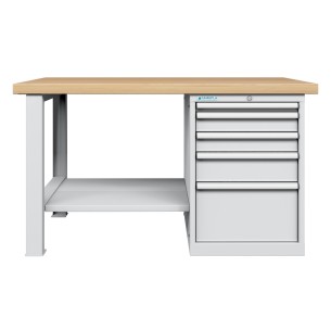 BANCO da LAVORO CON 5 CASSETTI CON RIPIANO PROFESSIONALE 1500 x 750 mm portata 1400 KG. 2