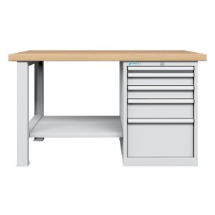 BANCO da LAVORO CON 5 CASSETTI CON RIPIANO PROFESSIONALE 1500 x 750 mm portata 1400 KG. 2