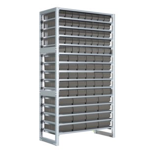 Scaffale Porta Minuteria profondità 425mm compreso di 86 contenitori RK - 1100x425x1997mm uso professionale