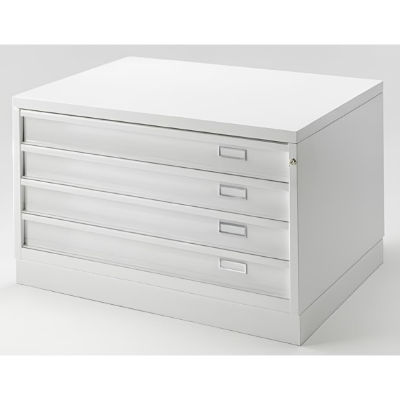 Cassettiera PRO XL A1 4 Cassetti Altezza Maggiorata 12cm Porta Disegni Reperti Bianco CAM orizzontale cm 116x75,5x69h